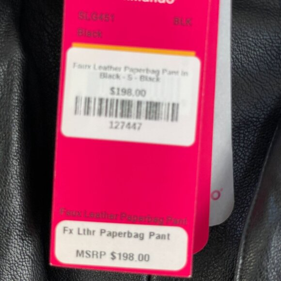 NEW Commando Womens Small Black Faux Leather Pants Paperbag Waist Ankle - Picture 8 of 15